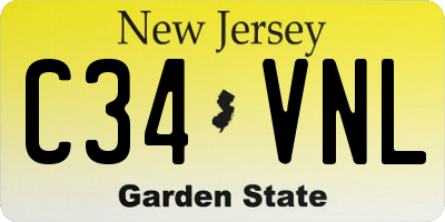 NJ license plate C34VNL