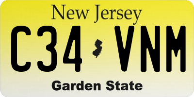 NJ license plate C34VNM