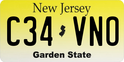 NJ license plate C34VNO