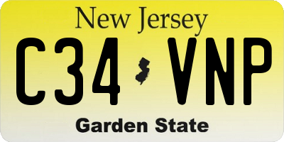 NJ license plate C34VNP