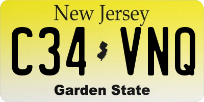 NJ license plate C34VNQ