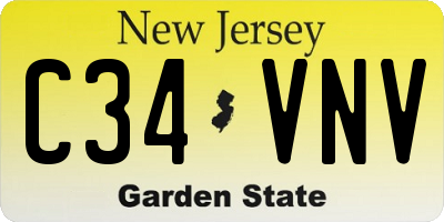 NJ license plate C34VNV