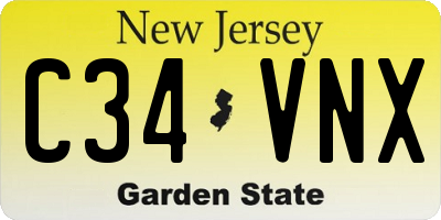 NJ license plate C34VNX