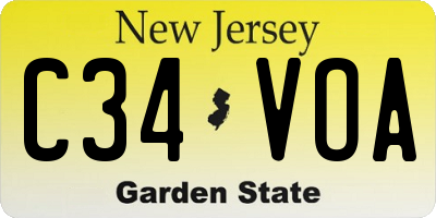 NJ license plate C34VOA