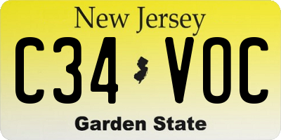 NJ license plate C34VOC