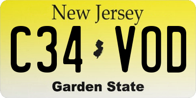 NJ license plate C34VOD