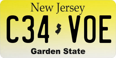 NJ license plate C34VOE