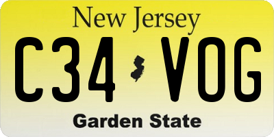 NJ license plate C34VOG