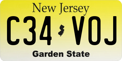 NJ license plate C34VOJ