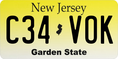 NJ license plate C34VOK