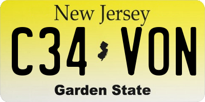 NJ license plate C34VON