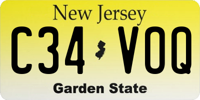 NJ license plate C34VOQ