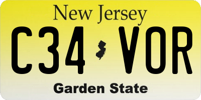 NJ license plate C34VOR