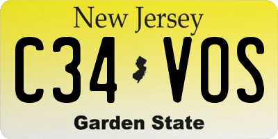 NJ license plate C34VOS