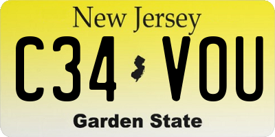 NJ license plate C34VOU