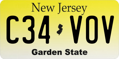 NJ license plate C34VOV