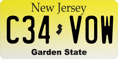 NJ license plate C34VOW