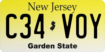 NJ license plate C34VOY