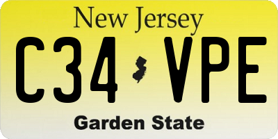 NJ license plate C34VPE