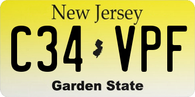 NJ license plate C34VPF