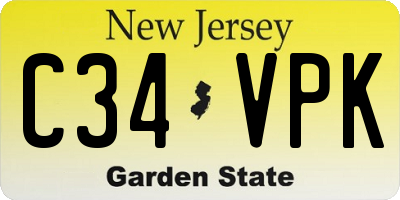 NJ license plate C34VPK