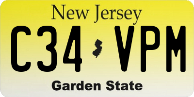 NJ license plate C34VPM
