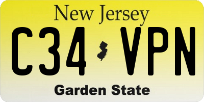 NJ license plate C34VPN