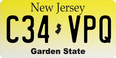 NJ license plate C34VPQ