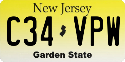 NJ license plate C34VPW