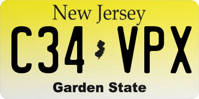 NJ license plate C34VPX