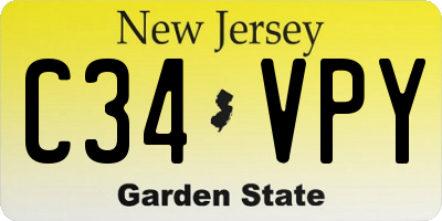 NJ license plate C34VPY