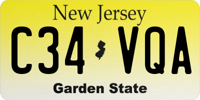 NJ license plate C34VQA