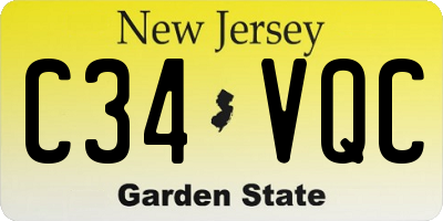 NJ license plate C34VQC