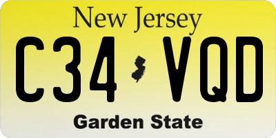 NJ license plate C34VQD