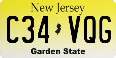 NJ license plate C34VQG