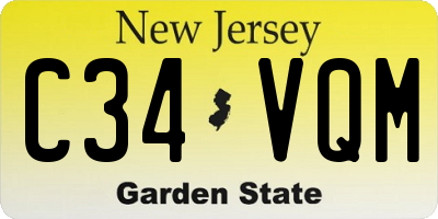 NJ license plate C34VQM