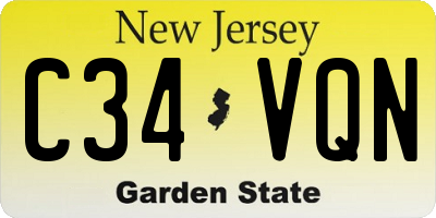 NJ license plate C34VQN