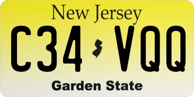 NJ license plate C34VQQ