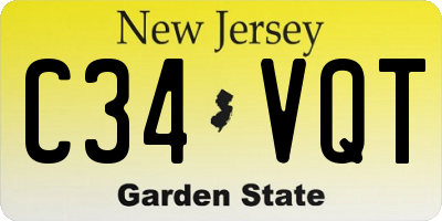 NJ license plate C34VQT