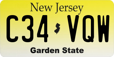 NJ license plate C34VQW
