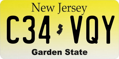 NJ license plate C34VQY
