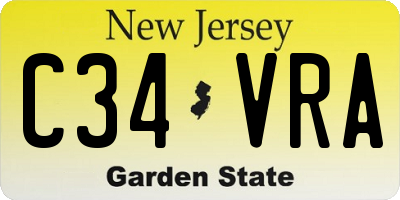 NJ license plate C34VRA