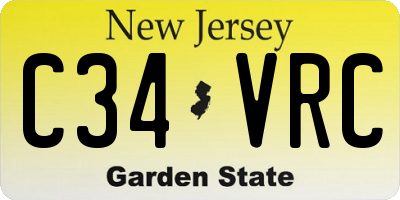 NJ license plate C34VRC