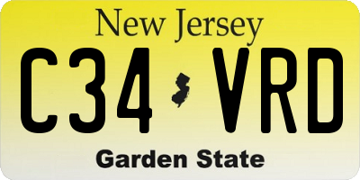 NJ license plate C34VRD