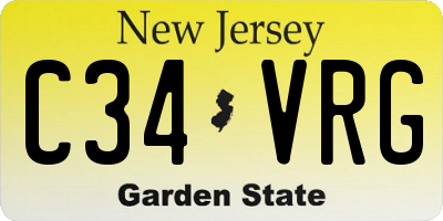 NJ license plate C34VRG