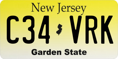 NJ license plate C34VRK