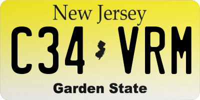 NJ license plate C34VRM