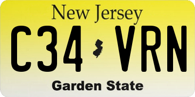 NJ license plate C34VRN
