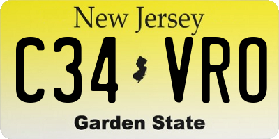 NJ license plate C34VRO