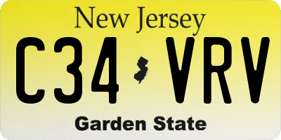 NJ license plate C34VRV